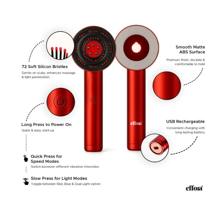 Effor 3-1 Red Light Therapy Scalp Massager | 6 Months Warranty