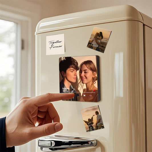 Personalized Music Fridge Magnet,Play Music Box,Custom Photo and Music Refrigerator Magnet,Unique Anniversary Gift,Birthday Gift for him,he