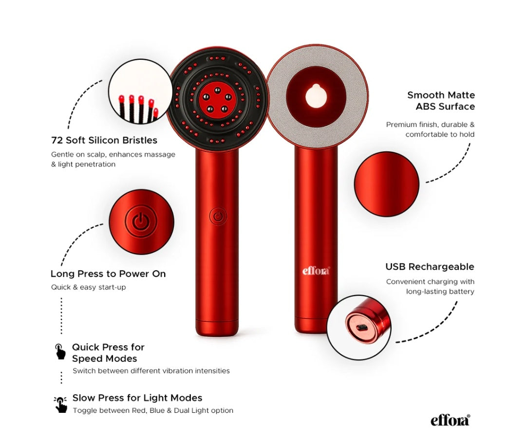 Effora 3-1 Red Light Therapy Scalp Massager | 6 Months Warranty
