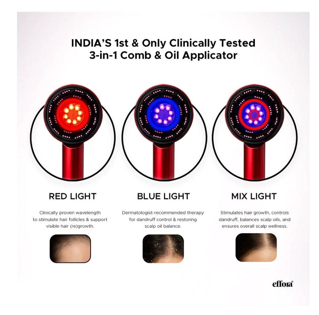 Effora 3-1 Red Light Therapy Scalp Massager | 6 Months Warranty