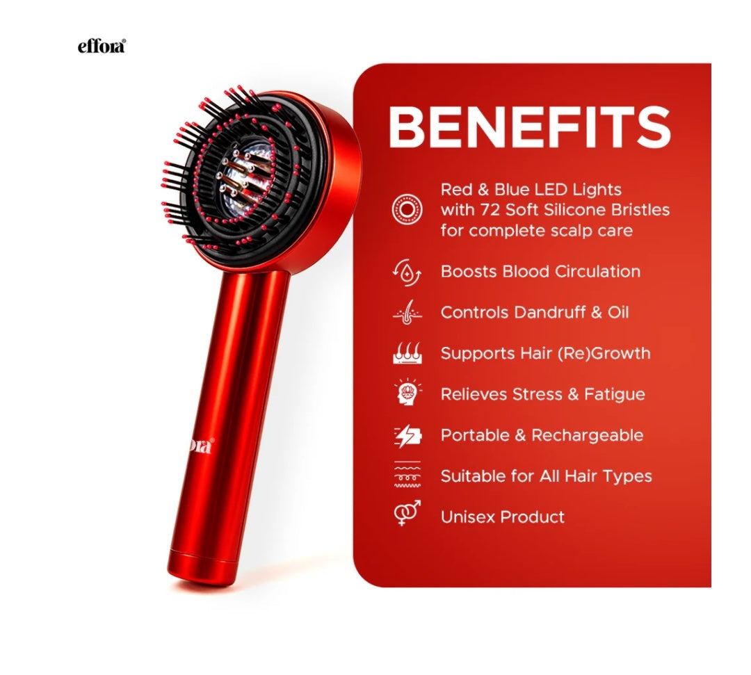 Effora 3-1 Red Light Therapy Scalp Massager | 6 Months Warranty
