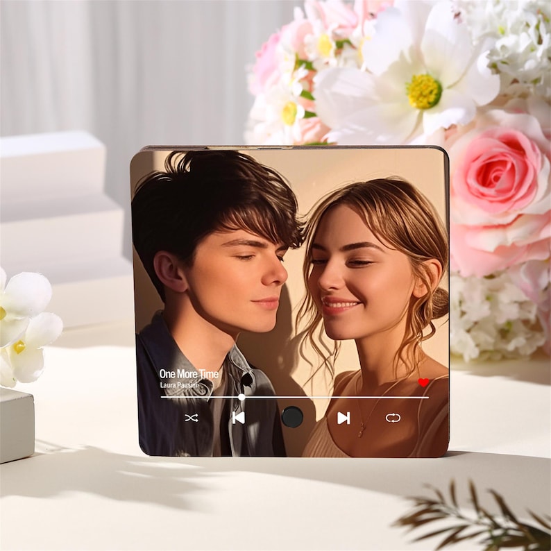 Personalized Music Fridge Magnet,Play Music Box,Custom Photo and Music Refrigerator Magnet,Unique Anniversary Gift,Birthday Gift for him,he